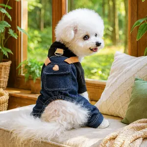 Edgy Small Dog Punk Jumpsuit Cute Suspenders Outfit for Trendy Puppies Poodle Bichon Stylish Comfortable Edgy Style