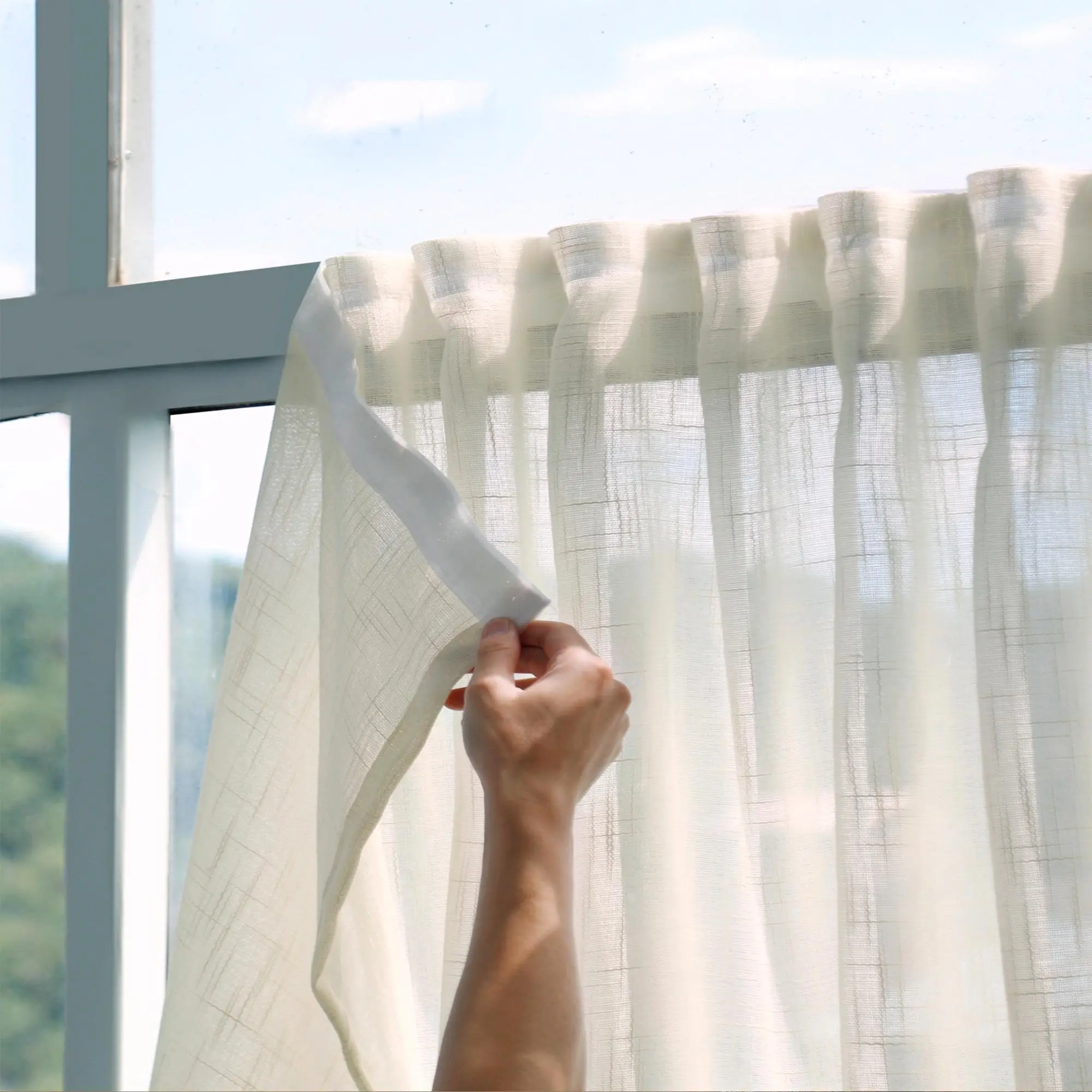 Japanese Magic Stick Light Blocking Curtain, Self-Adhesive No Drill Installation for Bedroom, Living Room, and Dining Room, Breathable Mosquito Proof Design