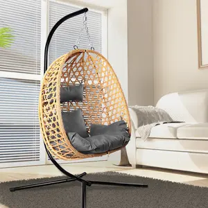 Premium Egg Patio Swing Chair, All-Weather Wicker, 350LB Capacity & Included Cushion,Summervibes Premium Egg Patio Swing Chair, All-Weather Wicker, 350LB Capacity & Included Cushion,Summervibes