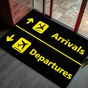 Jit-1pc Geometric Door Mat, Airplane & Arrow Print Entry Rug, Flannel Non-Slip Carpet, Home Decor for Hallway, Living Room, Bedroom