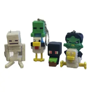 Character Figure Chicken Jockey Flexi Keychain Desk Buddy - Enderman Zombie Design for Desk Organization & Fun Accessory