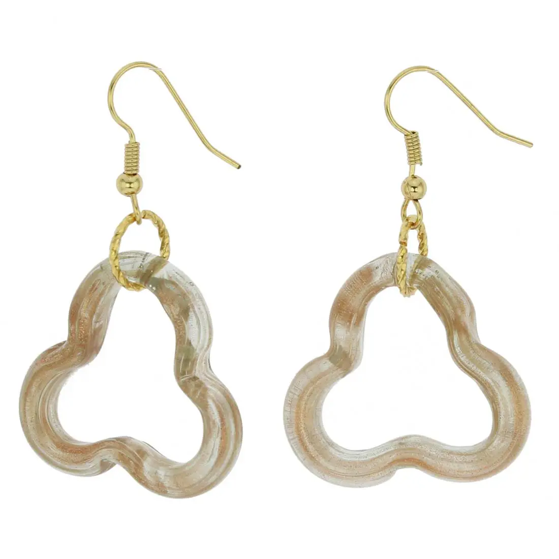 GlassOfVenice Nicoletta Handmade Murano Glass Earrings for Women, 1 Inch Whimsy Triangular Topaz Beads with 24kt Gold Foil, Anniversary Gift, Handmade Craft, Mother's Day, Gold Aesthetic, Whimsy Earrings, Birthday, Glass Beads, Any Woman, Triangular Bead