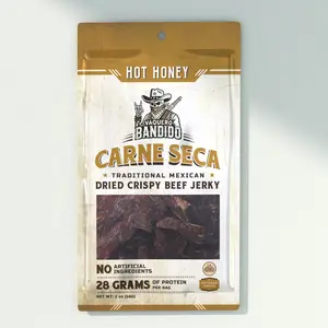 Vaquero Bandido Hot Honey Carne Seca - Authentic Traditional Mexican Dry Crispy Beef Jerky 28g Protein Thin Cut Dried Meat Snack Sweetened with Raw Honey Keto Friendly Natural
