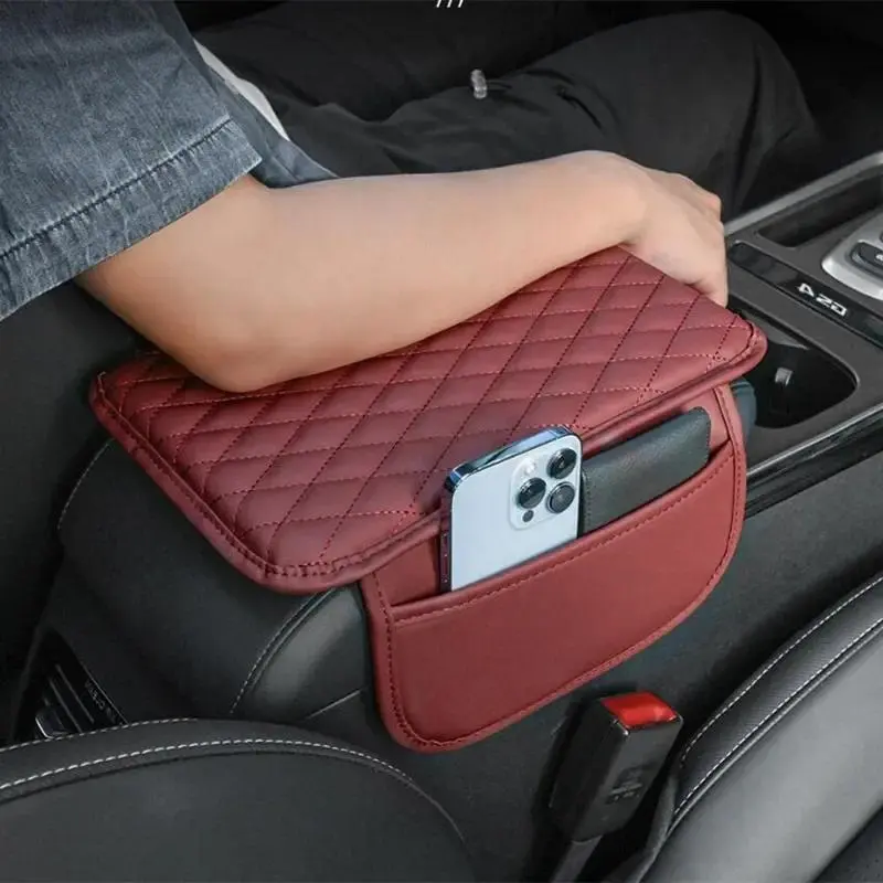 1pc Car armrest box with height pad and side storage bag multifunctional armrest pad Car Storage Organizer