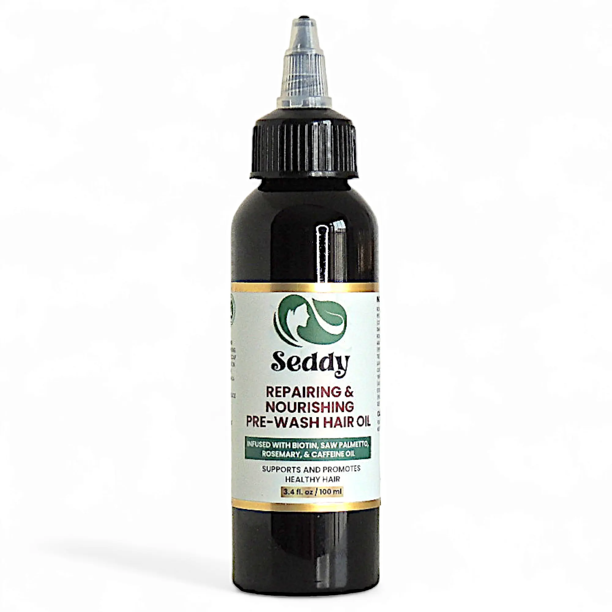 Seddy Pre-Wash Nourishing Treatment Oil for Dryness Breakage & Split Ends Infused with Castor Coconut Biotin Rosemary & Caffeine 3.4 oz