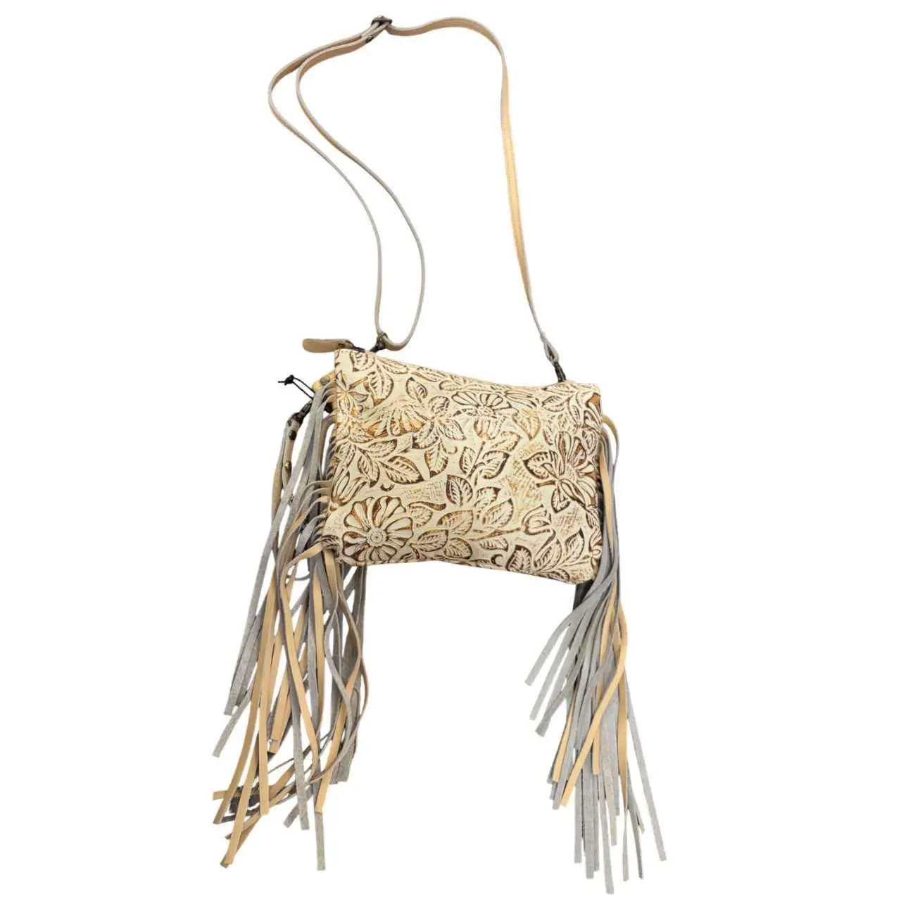 Fennington Leather Bag In Ivory & Gold