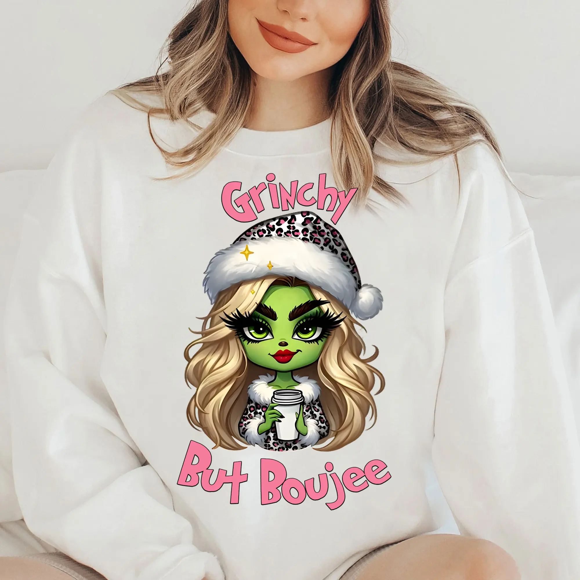 Characters Christmas Boujee Shirt, Grinn Girl Funny Christmas Shirt Sweatshirt, Hoodie AH Womenswear Tops
