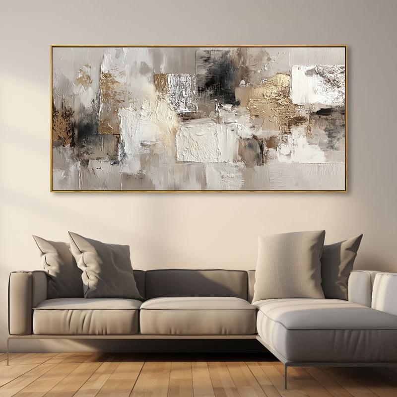 Modern Abstract Wall Art 20x40 Inch – Framed Canvas Print in Gray, White, and Black Tones , Ready to Hang with Solid Wood Frame – Ideal for Contemporary, Upscale Living Rooms, Bedrooms, or Sophisticated Interiors