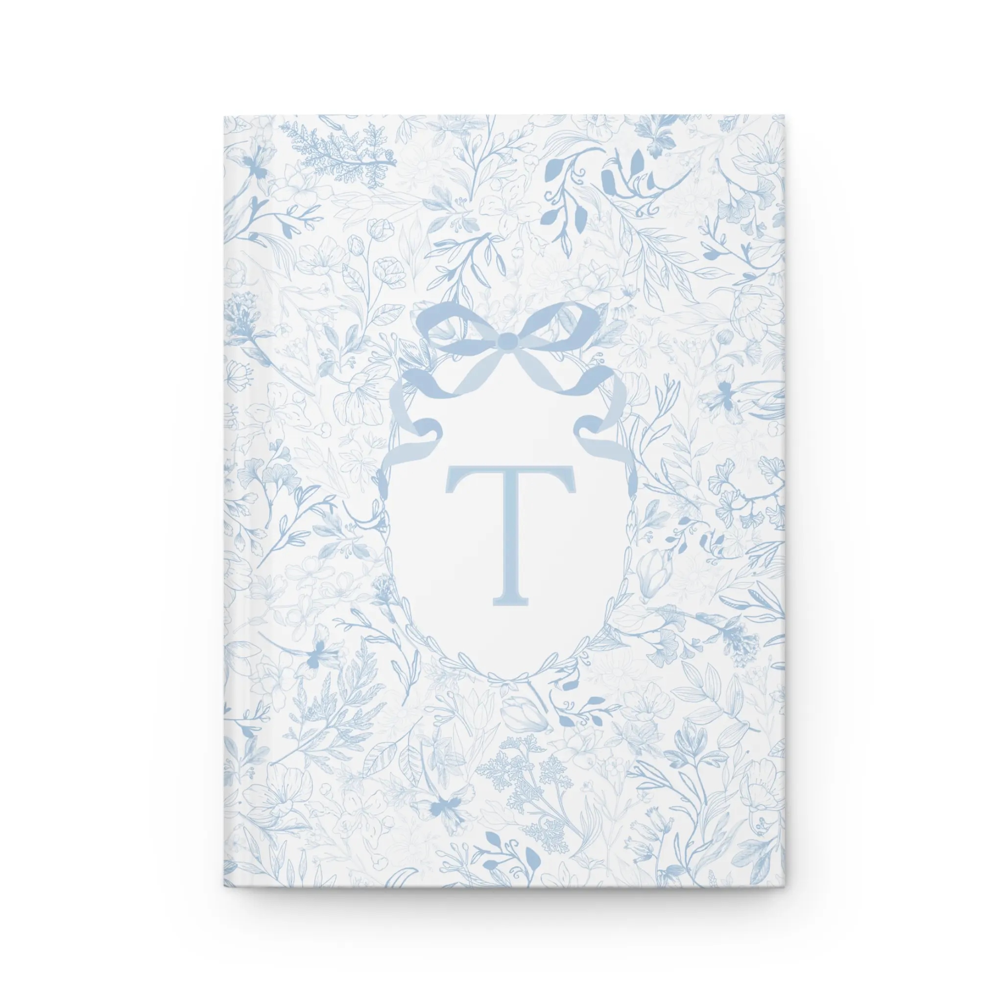 Coquette Blue Bow Monogram Journal, Light Blue Preppy Initial Journal, Custom Letter Notebook Toile, Gift for Her best Friend, Girls Diary