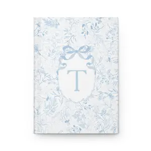 Coquette Blue Bow Monogram Journal, Light Blue Preppy Initial Journal, Custom Letter Notebook Toile, Gift for Her best Friend, Girls Diary