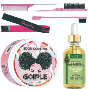 Nourishing Edge Control Gel with Rosemary Oil for Black Hair - Strong Hold Non-Greasy Formula Adds Shine & Promotes Healthy Edges - 4oz Edge Control & 1pc Hair Growth Oil Set - Highlights,valentine's day gifts for her/him