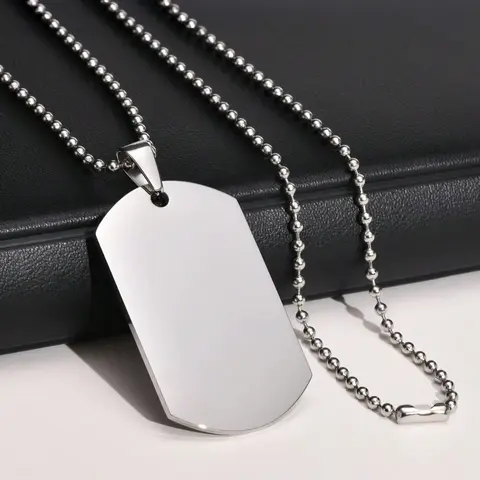 Men's Titanium Steel Army Badge Chain Necklace, Color-Resistant Hip-Hop Pendant, Versatile Streetwear Accessory, Daily Wear, Trendy Style, Fashion Cool Accessories