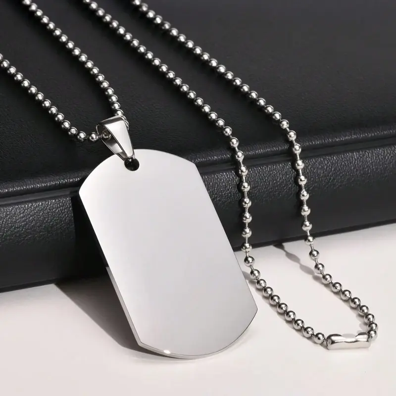 Men's Titanium Steel Army Badge Chain Necklace, Color-Resistant Hip-Hop Pendant, Versatile Streetwear Accessory, Daily Wear, Trendy Style, Fashion Cool Accessories