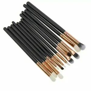12Pcs Eyeshadow Eyebrows Foundation Blending Brush Set Makeup Cosmetic Brushes