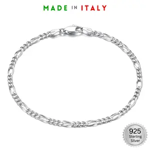 925 Sterling Silver 3mm Figaro Link Bracelet 7 inch Made in Italy (2.20g/2.43g)