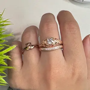 Sterling Silver Stacking Rings Set - Cubic Zirconia Stones, Elegant Design