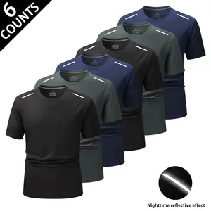 Men's Athleisure T-Shirts - Youthful Activewear with Reflective Stripe Details, Flattering Flexible Cut, Fashion-Forward Silhouette for Young Athletes (Fast-Paced Sports & Nighttime Safety)