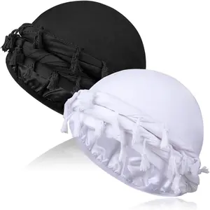 2 Pcs Satin Lined Turban With Long Twist Straps, Silky Head Wraps for Men, Halo Head Scarf for Hair 2 Pcs Satin Lined Turban With Long Twist Straps, Silky Head Wraps for Men, Halo Head Scarf for Hair