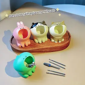 MUNBYN  Cute Small Pen Pencil Holder, Kawaii Resin Cat Dog Dinosaur Rabbit Animal Paper Clip Toothbrush Mini Storage Organizer Office Desk Decorations 1PCS