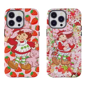 Vintage Cute Pink S-Strawberry Sh.o.r.tcake Collage Phone Case Cute Carton Phone Case Compatible for iPhone 17Promax 16 15 14 13 12 11 and for Samsung S21-S25 Perfect Gift for Her/Him Cute Phone Cases