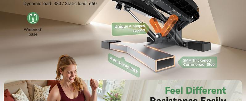 Stair Stepper,Twist/Mini Stepper for Exercise at Home,Step Machine with Resistance Bands for Full Body Workout, 350lbs+ Capacity