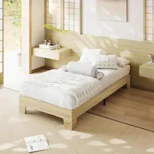 Minimalist Wooden Platform Bed Frame, Reinforced Wood & Metal Slat Support, Noise-Free Structure with Spacious Underbed Storage, Easy Quick Assembly, No Box Spring Required, Modern Bedroom Furniture, Available in Twin XL, Full, Queen and King Sizes