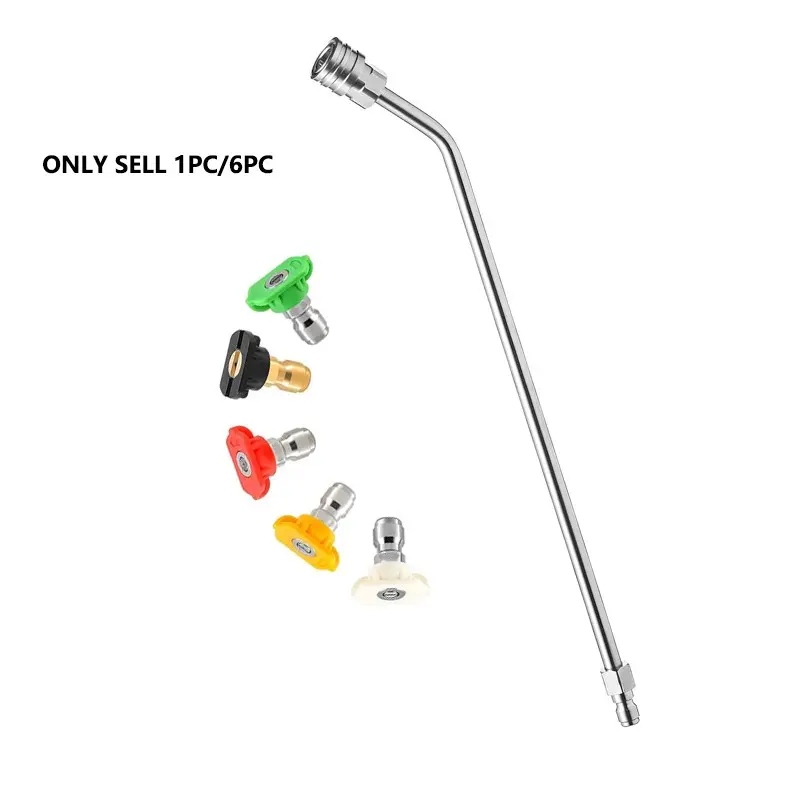 1PC/6PC Pressure Washer Wand Extension,30 ° Curved High Pressure Power Washer Extension Wand with 5 Spray Nozzles, 1/4 Inch Quick Connect Undercarriage and Gutter Cleaner Attachment, Pressure Washer Accessory, Pressure Washer Attachments