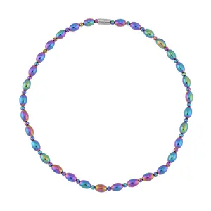 Hematite Beads Silvertone Beaded Necklace with Magnetic Clasp for Women Jewelry Size 20" Birthday Christmas Gifts