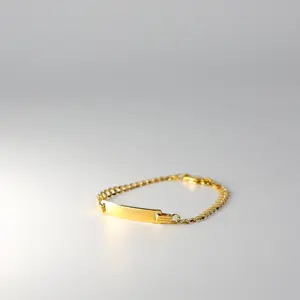 14K Gold Baby ID Bracelet Cuban Link 4MM - Model AB232