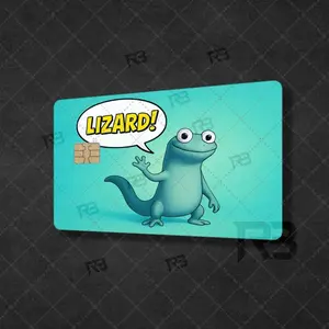 Funny Lizard Button Meme Sticker Cover for Debit Card or Credit Card