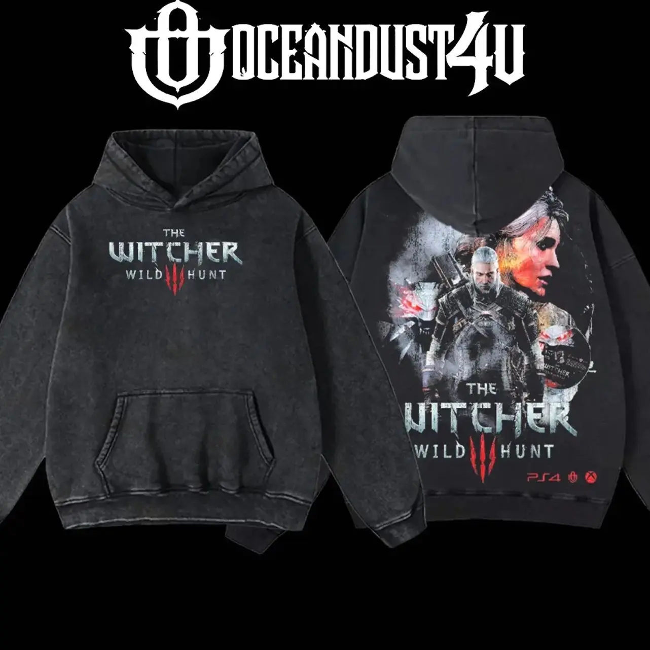 OceanDust4U The Witcher 3: Wild Hunt Men's Cotton Hoodie Apparel - Classic Tweed Seamless Fabric, Retro Street Sport Style, Oversized Hooded UM0