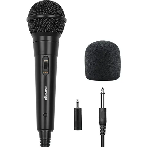 Marengo Handheld Wired Dynamic Microphone - 13ft Cable, External ON/OFF Switch, 6.35mm (1/4 Inch) Jack, 1/4"-1/8" TS Connector, Close-Range Directional Pickup, Easy Operation, Mixer/Amp Compatible, Eco-Friendly Materials, for Birthday, Business (Adults)