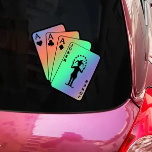 1PC Fashion Clown Poker Car Stickers Waterproof Sunscreen Scratches Blocking Self-adhesive Car Body Triangle Window Bumper Glass Metal Surface Universal Cartoon Theme Decals Decal For Cars