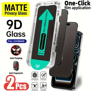 2-Pack Matte Privacy Tempered Protective Screen Protector Film for iPhone 17 Pro Max/16 Pro Max/15 Pro Max, Dust Removal Compartment, Smooth Surface, Accessories