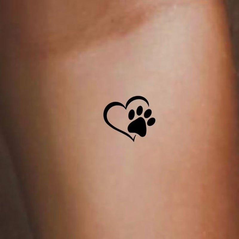 1pc Paw Print Heart Temporary Tattoo / Small Paw Print Tattoo / Dog Tattoo / Pet Tattoo / Dog Memorial Tattoo / Dog Tattoo / Love Tattoo