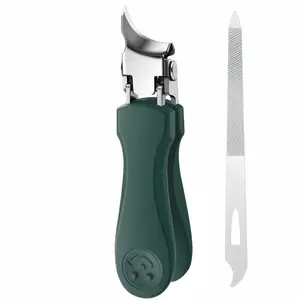 2-piece Set: Anti-Splash Large-Opening Slant Guillotine Nail Clippers for Toenails + Nail File