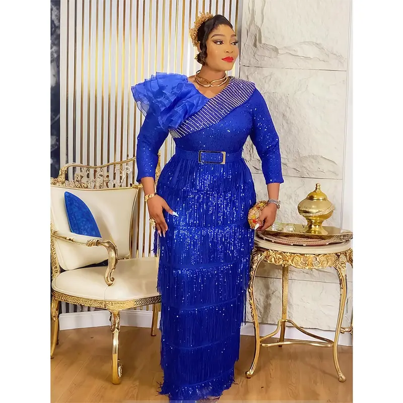 green emerald velvet dress HDAfricanDress African Women 2024 Plus Size Evening Party Dress –  hdafricandress