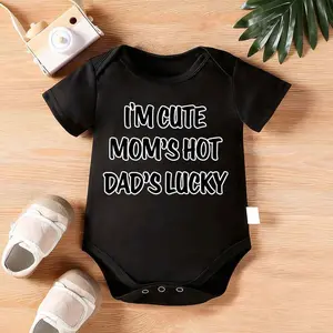Unisex Baby Soft Fitted Long Sleeve Jumpsuit - Cute Leisure Slogan Letter Print, Breathable Tagless Design Crawling Bodysuit with Snaps for Easy Diaper Changes, Outdoor Use