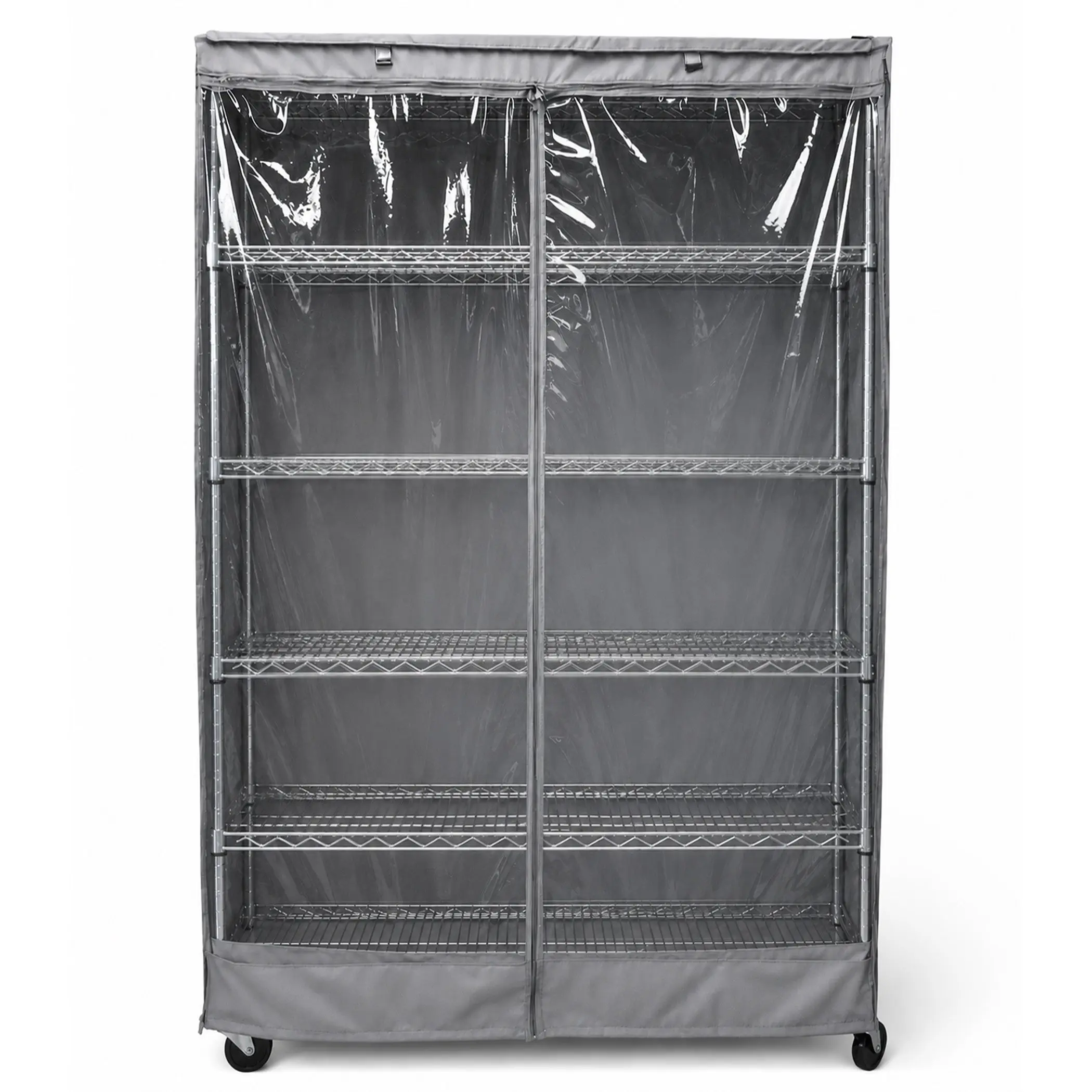Storage Shelving Unit Cover, fits racks 48"W x 18"D x 72"H in Grey with see through PVC Panel portable shoe cabinet cover organizer  storage Repellent