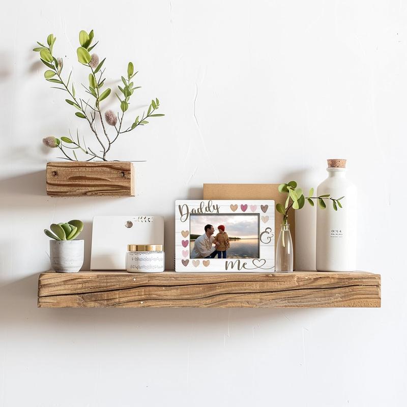 Dad Picture Frame, Fathers Day Birthday Gifts, First Time Dad Gifts from Daughter Girl, 4x6 Wood Daddy & Me Photo Frame for Desk Display-A02