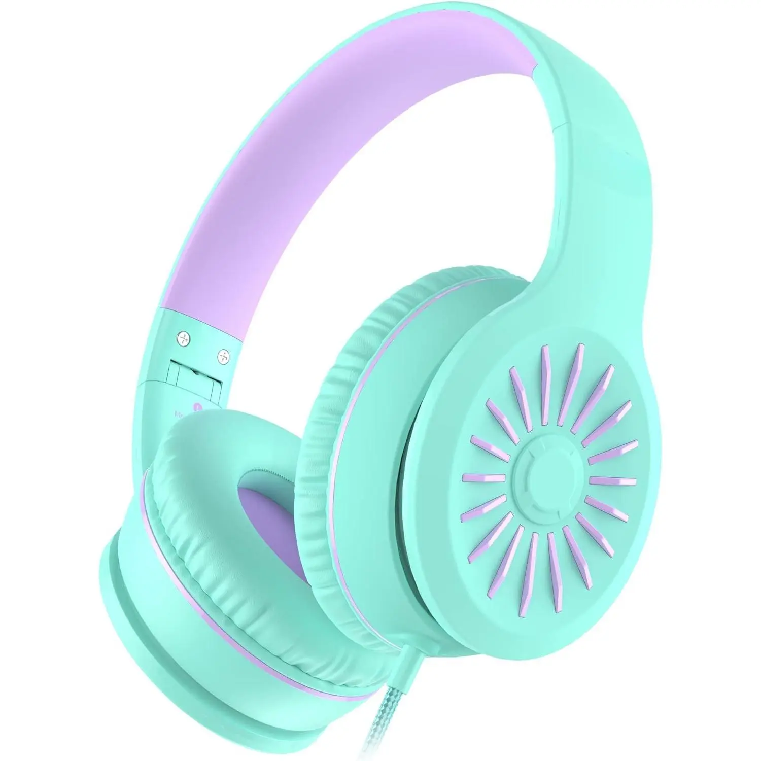 F-HPS13  i45 On-Ear Headphones with Microphone - Foldable Stereo Bass Headphones with No-Tangle 1.5M Cord, 3.5MM Jack, Portable Wired Headphones for School/Kids/Teens/Smartphones/Travel/Tablet - Green