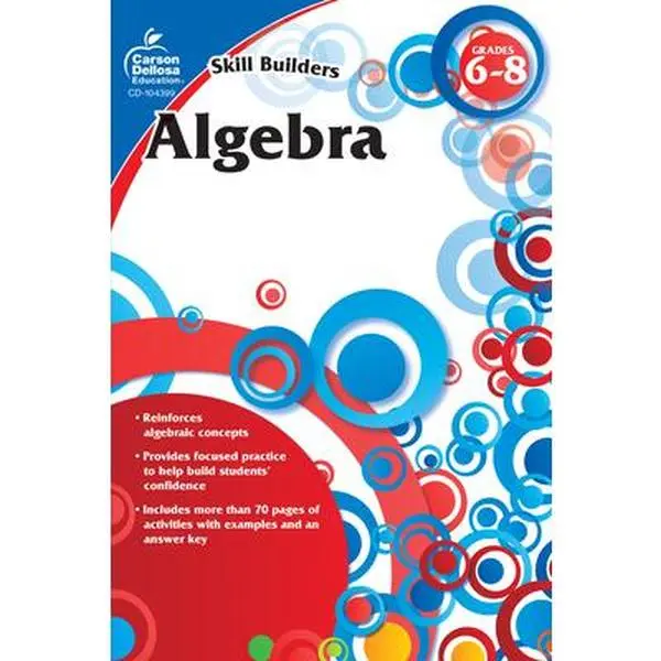 Used Algebra Math Learning Book - Grades 6-8, 6 x 9 Size, 80 Perforated Pages, Full-Color Graphics, English Paperback, National Standards-Aligned, Provides Focused Practice, Includes Answer Key (School Educational Supplies)