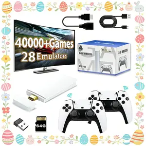 Retro Game Console – Easter’s Day Gift, Mass Games, 40,000+ classic games, 19 emulators, 4K HD output, 128 GB card, 2 wireless controllers | Portable gaming system for him, her, kids, adults