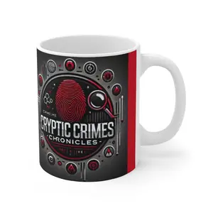 Mug with Cryptic Crimes Design, Unique Gifts for Detective Fans, Coffee Lovers, Mystery Enthusiasts, Perfect for Birthdays or Holidays