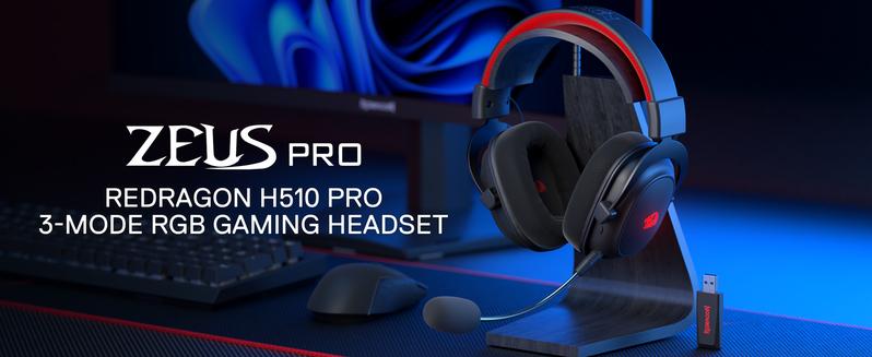 Redragon H510 PRO 3-Mode RGB Gaming Headset - 7.1 Surround Sound - 53MM Audio Drivers in Memory Foam Ear Pads w/Durable Fabric Cover- Multi Platforms Headphone - USB Powered for PC/PS4/NS, Black