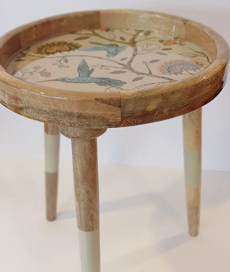 Unique Side Table Epoxy Resin Mango Wood Indoor Luxury BIRD