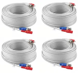 30M/100ft BNC Cable Video Power Extension Surveillance Camera Cables for CCTV Security DVR System Installation 4 Pack White