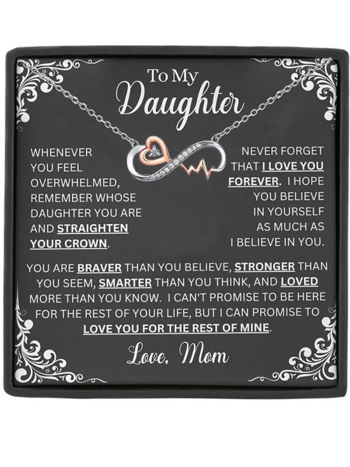 Mother's Day Gift To My Daughter Heartbeat Necklace,Granddaughter Necklace,Love Heart Necklace,Birthday gift, Christmas gift, Jewelry Gift