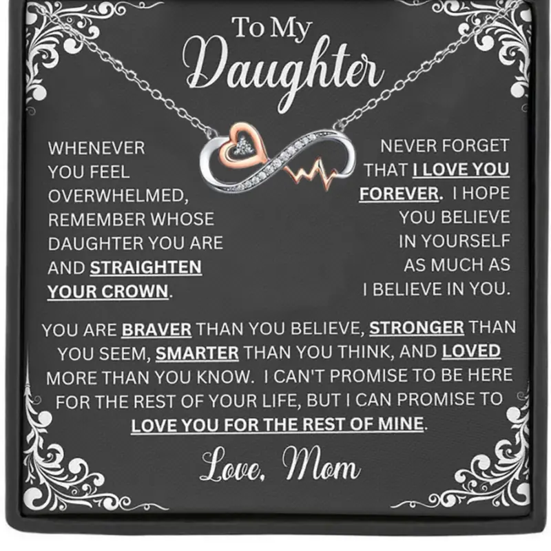 Mother's Day Gift To My Daughter Heartbeat Necklace,Granddaughter Necklace,Love Heart Necklace,Birthday gift, Christmas gift, Jewelry Gift