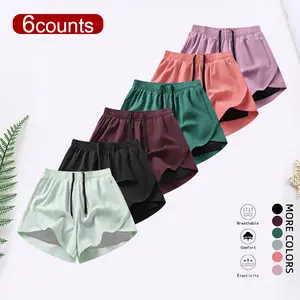 6-Pack Women’s Summer Shorts — Fashionable, Versatile Outdoor Casual Sports Shorts with Elastic Waist and Zipper Pockets, Ideal for Fitness, Yoga, and Running#SummerVibes